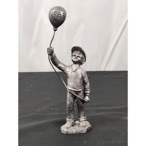 Michael Ricker Signed Pewter 5.5" Statue - Boy with balloon 1983  #283